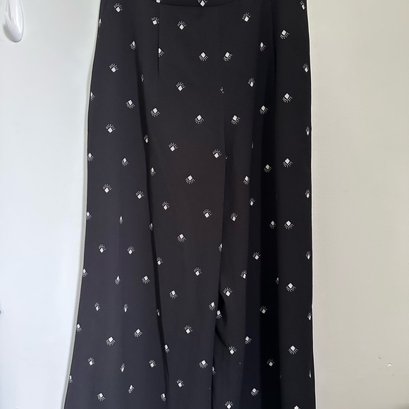 Leith Black Patterned Palazzo Pants - Picture 1 of 3